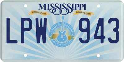 MS license plate LPW943