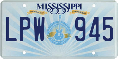 MS license plate LPW945