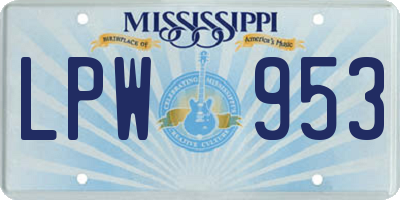 MS license plate LPW953