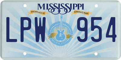 MS license plate LPW954