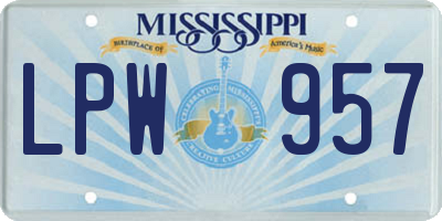 MS license plate LPW957