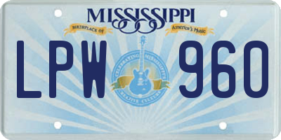 MS license plate LPW960