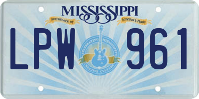 MS license plate LPW961