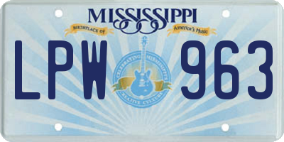 MS license plate LPW963