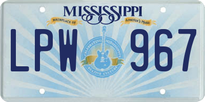 MS license plate LPW967
