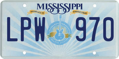 MS license plate LPW970