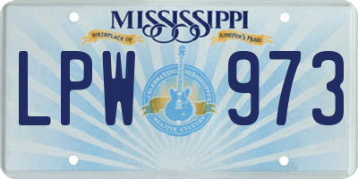 MS license plate LPW973
