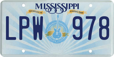 MS license plate LPW978