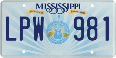 MS license plate LPW981