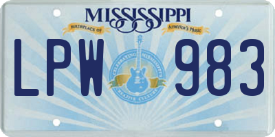 MS license plate LPW983