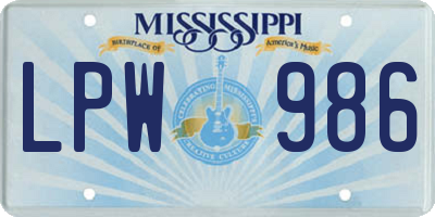 MS license plate LPW986