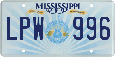 MS license plate LPW996