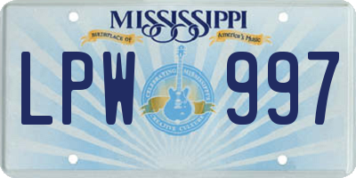 MS license plate LPW997