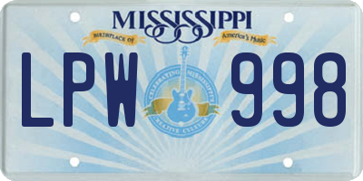 MS license plate LPW998