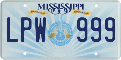 MS license plate LPW999