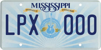 MS license plate LPX000