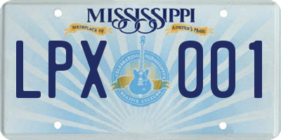 MS license plate LPX001