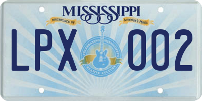 MS license plate LPX002