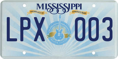 MS license plate LPX003