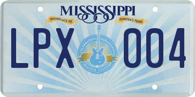 MS license plate LPX004