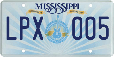 MS license plate LPX005