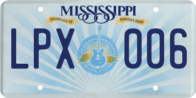 MS license plate LPX006