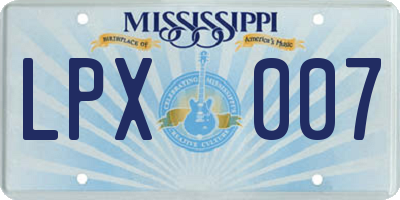 MS license plate LPX007