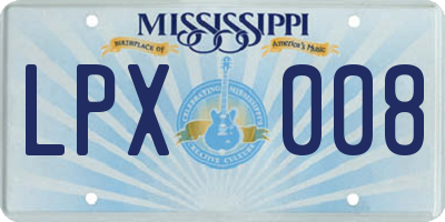 MS license plate LPX008