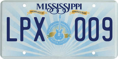 MS license plate LPX009