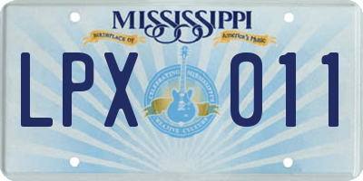 MS license plate LPX011