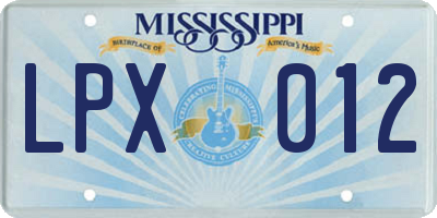MS license plate LPX012