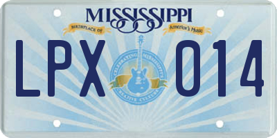 MS license plate LPX014