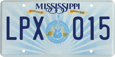 MS license plate LPX015
