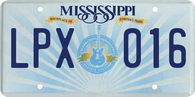 MS license plate LPX016