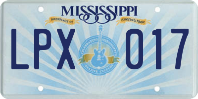 MS license plate LPX017
