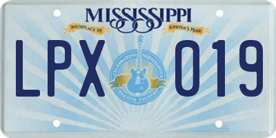 MS license plate LPX019