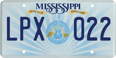 MS license plate LPX022