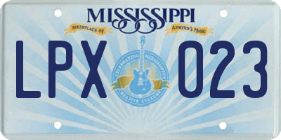 MS license plate LPX023