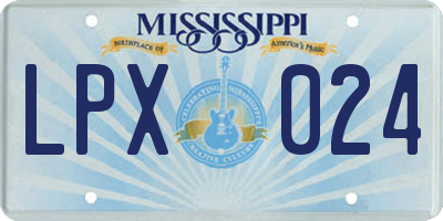 MS license plate LPX024