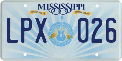 MS license plate LPX026