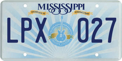 MS license plate LPX027