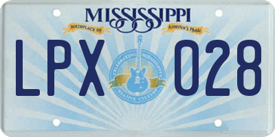 MS license plate LPX028