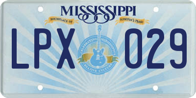 MS license plate LPX029