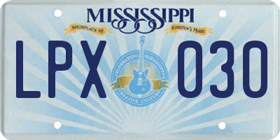 MS license plate LPX030