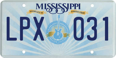 MS license plate LPX031