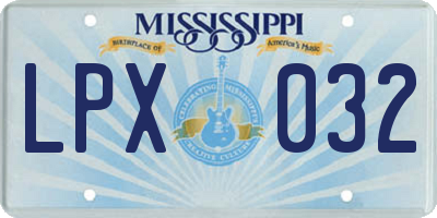 MS license plate LPX032