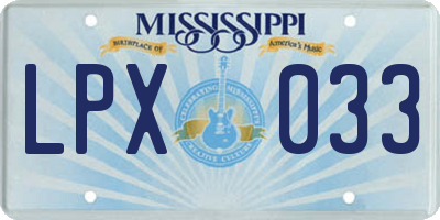 MS license plate LPX033