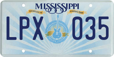 MS license plate LPX035