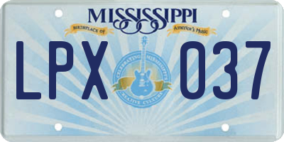 MS license plate LPX037