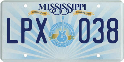 MS license plate LPX038
